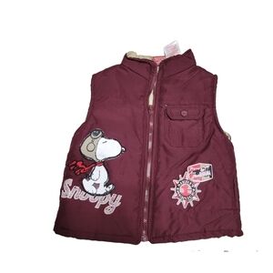 Peanuts Snoopy vest puffer Boys Size 24 months cranberry